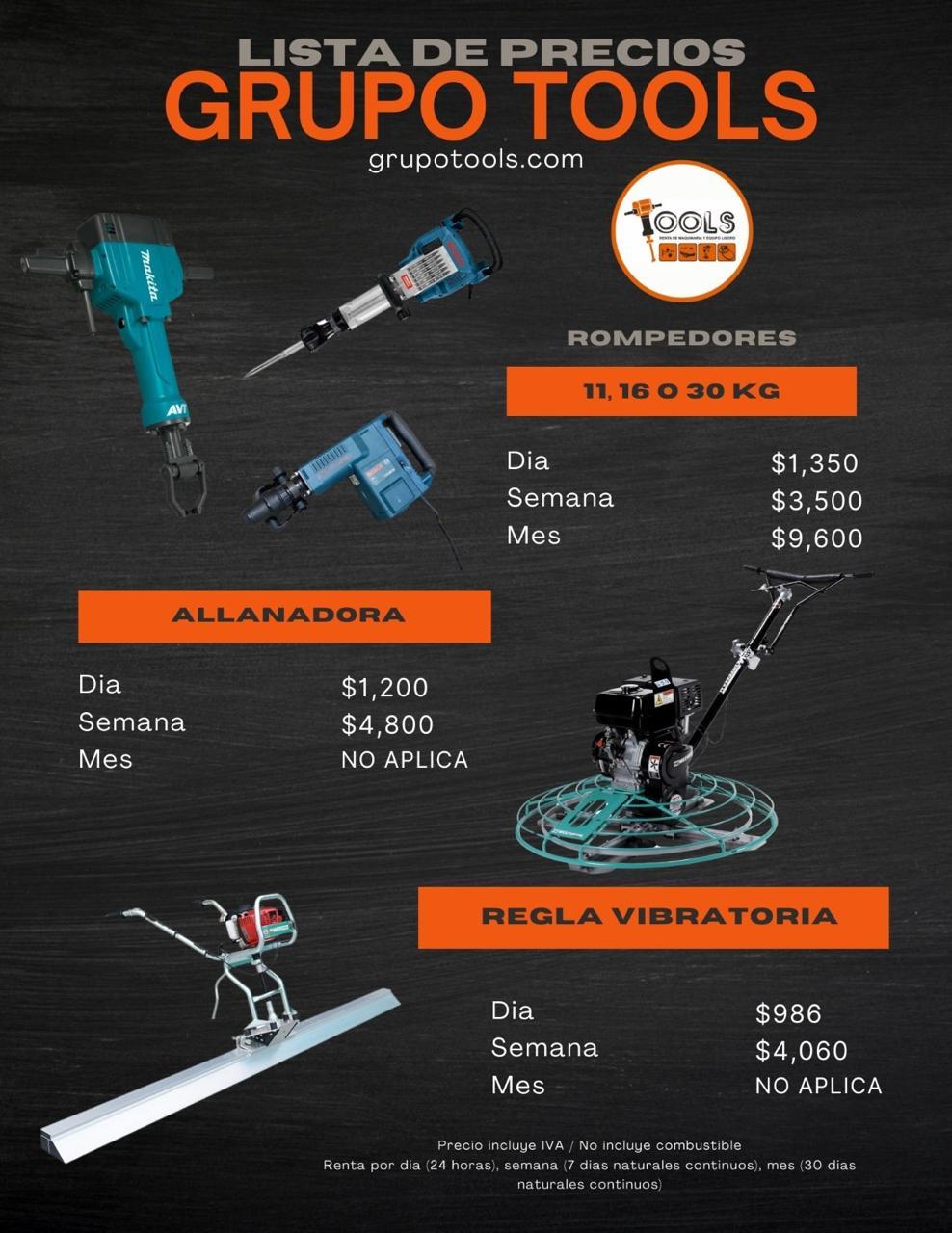 Precios de renta grupo tools